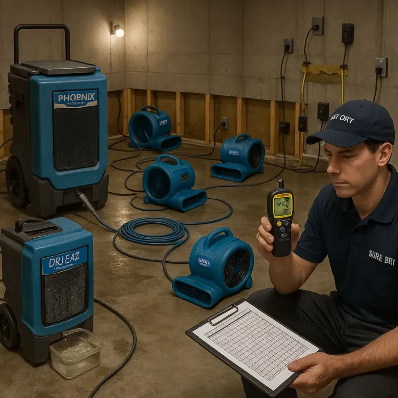 Structural Drying and Dehumidification process in Robert Lee, TX